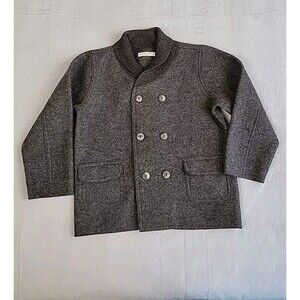 Anntarah Jacket Girls 6 Brown Double Breasted Button Alpaca Wool Fuzzy Preppy